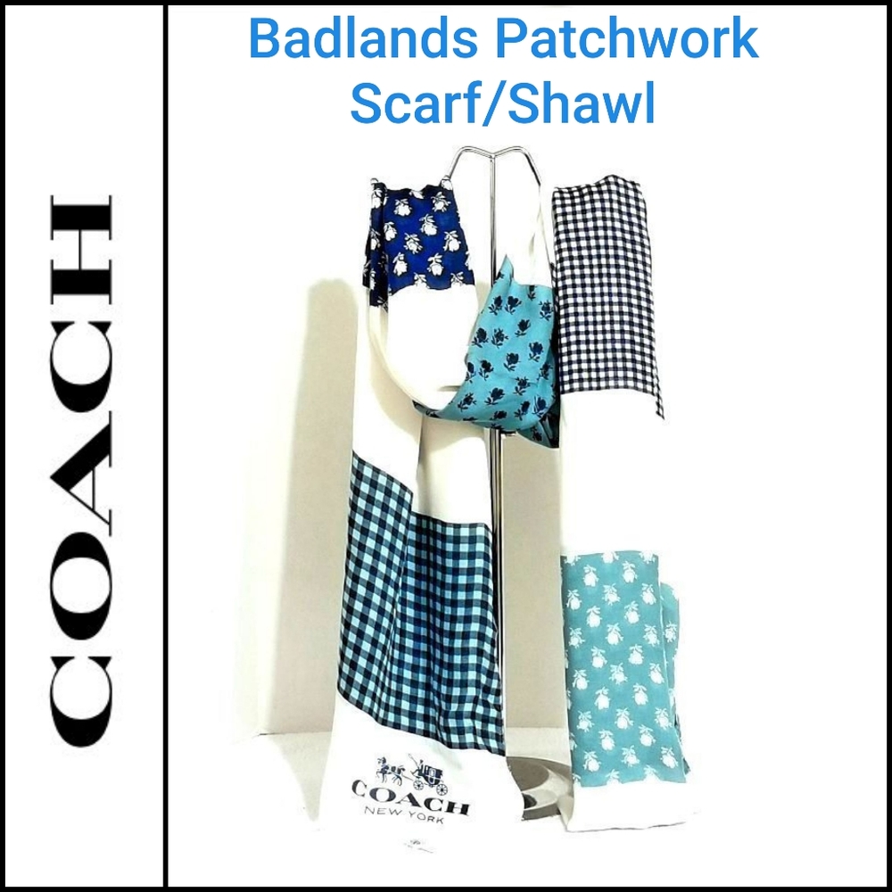 🆕️ 💯 Auth. Coach Badlands Patchwork Scarf F85813